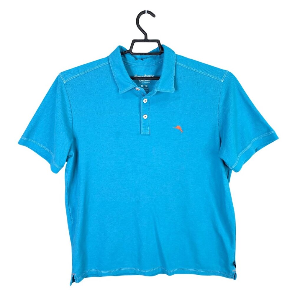 Mens Tommy Bahama Island Zone Blue Polo Shirt Short Sleeve Cotton Blend Size XL